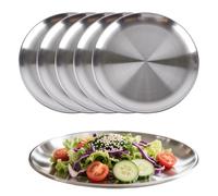 6 pcs 12 Inch Stainless Steel Pizza Oven Trays, Pizza Baking Pan - Round Baking Trays - Non-Stick Pizza Trays for Oven, Healthy and Durable, Dishwasher Safe (Silver)