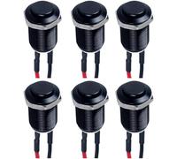 6 Pcs 12mm Momentary Push Button Switch, Oxide Black High Head Metal Button, Pre Wired, Self Reset, Waterproof Push Button Switch, Aluminum Alloy Shell for DIY Electrical Projects