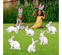 6 PCS 15 Inch Easter Bunny Outdoor Decorations with Stakes, Waterproof PP Safe Material White Cute Bunnies Lawn Signs, Easter Yard Decor, Outside Garden Party Funny Rustic Farmhouse Fake Rabbit