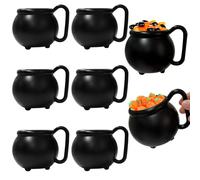 6 PCS 15 oz Cauldron Mugs,Black Kettle Mugs,Durable Witches Brew Mug