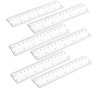 6 Pcs 15cm Clear Plastic Rulers, 6 Inch Shatterproof, Transparent Straight Ruler Measuring Ruler Tool for Student School Office Library Teachers Workers