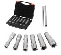 6 Pcs 16-26mm TCT Annular Cutter Drill Bits for Iron and Stainless Steel, Magnetic Hollow Core Set, 35mm Cutting Depth, 75mm Total Length, Compatible