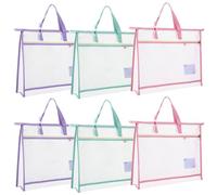 6 Pcs 17.7×2.8 ×13 Inch Project Bag for Quilting Sewing Craft Storage for Quilter A3 Clear Mesh Design Art Supply Bag Artwork Storage Organize for Artwork Charts and Teaching Material Multipurpose