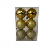 6 PCS 2.36 Inch Shatterproof Glitter Christmas Balls - Large Christmas Tree Ornaments for Indoor and Outdoor Decoration, Perfect for Party and Holiday Decor (Gold)