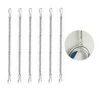 6 Pcs 20 Inch Stained Glass Window Hanging Chain - Silver 304 Stainless Steel Hanging Chain, Window Art Decor, Patio Garden Outdoor Decorative Hanging Glass Panels Chains