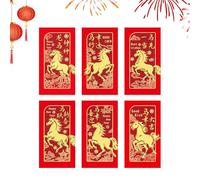 6 Pcs 2026 Spring Festival Red Year of the Horse Envelope Cute Horse Pattern | Red Pocket New Year for Adults, Family, Parents and