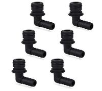 6 Pcs 20381-024 Quad Port Fittings, 3/8" Hose Barb NPT 90 Degree Elbow Quad Port Hose Connector Fittings for Garden & Lawn Water System Pumps Compatible with Flojet Pump, 3/4" OD