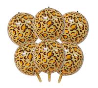 6 Pcs 22 Inch Cheetah Balloons Birthday Party Decorations Big Leopard Print Balloon 4D Inflatable Round Cheetah Foil Balloons for Wild Party Kids Girls Boys Adults Birthday Decorations
