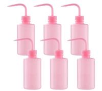 6 Pcs 250ml Plastic Lash Wash Bottles with Scale & Curved Nozzle, Leak-Proof Eyelash Rinse Bottles for Lab & Watering