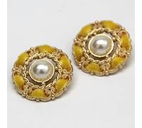 6 Pcs 25mm Large Vintage Luxury Women'S Coat Pearl Buttons for Sewing Retro Blazer Suit Dress Handmade Diy Crafts-Yellow,25mm