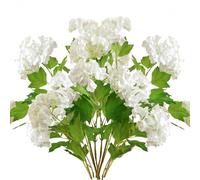 6 Pcs 26.8'' Viburnum Artificial Flowers Snowball Lifelike Long Stem Real Touch White Small Hydrangea Flower Latex Bouquet for Wedding Bridal Office Home Party Decoration(6,White)