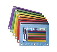 6 Pcs 3 Rings Binders Pencil Case Portable File Bag Pen Clear Window Pencils Pouches School Supplies for Markers Zippers Clear Window Box File