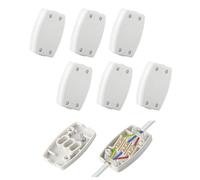 6 Pcs 3 Terminal Electrical Junction Box, Power, 13A 250V Electrical Connectors for Indoor Lighting, Flex Connector 3 Core Cable Joiner (White)