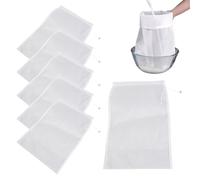 6 Pcs 30 x 20 CM Reusable Fine Mesh Filter Bags, 100 Micron Nylon Straining Jelly Bags with Drawstring for Cold Brew Coffee, Cheese, Juice, Wine and Homebrew, Washable and Durable