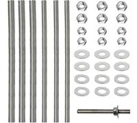 6 Pcs 304 Stainless Steel Threaded Rod, M8/M6 x 300 mm Fully Threaded Studding Rod Bar, Right Hand Threads, for Industrial Screw Connections, with 12 Pcs M8/M6 Nuts, 12 Pcs 304 Stainless Steel Washers