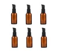 6 PCS 30ml 1oz Amber Glass Bottles with Lotion Pump Empty Travel Containers for Cream Lotion Foundation Dispenser Storage