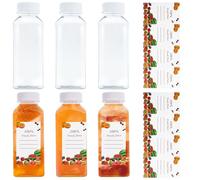 6 Pcs 350ml Plastic Juice Bottles With Lids, Reusable PET Plastic Bottles