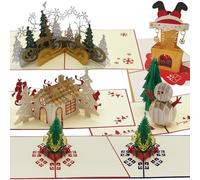 6 pcs 3D Pop Up Christmas Cards, Premium Quality, Deluxe Special Seasonal Greeting Cards for Your Special Family and Friends-Bundle C