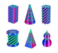 6 PCS 3D Printed Fidget Toy, Impossible Cone Spiral Cone Fidget Toy, 3D Printed Stress Relief Toys Set Desk Fun Toys for Adults Home Office to Relief Anxiety and Enhance Focus (Purple)