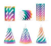 6 PCS 3D Printed Spiral Cone Fidget Toy The Impossible Spiral Fidget Toy 3D Printed Decompression Spiral Cone Toys Mini Stress Relief Decorations Toy for Kids Adult Gift (Rainbow B)