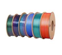 6 Pcs 3D Printer Filament Bundle, Silk PLA 1.75mm, 1.5kg Total, 250g Per Spool,Dim0ensional Accuracy +/- 0.03 Mm