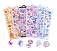 6 Pcs 3D Puffy Stickers for Girls, Cute Cartoon Kawaii Stickers for Toddlers, Mini Sticker Creative Craft Accessories for Phone Case Notebook Scrapbooking Craft Gift