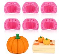 6 PCS 3D Pumpkin Silicone Molds, Mini Pumpkin Chocolate Candy Fondant Mold for Halloween Thanksgiving Fall Baking, Cake Decoration, Soap Candle Clay Resin Casting