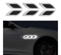 6 PCS 3D Strong Reflective Stripe Sticker,High-Intensity Night Visibility Reflective Decal Safety Warning Diamond Grade Carbon Fiber for Car SUV (White)