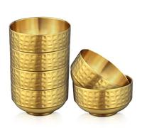 6 Pcs 4.5 In Gold 304 Stainless Steel Bowls Small, 13Oz Double Walled Soup Bowls, Thick Non Slip Appetizer Snack Bowls, Small Metal Serving Bowls for Sauces, Rice, Noodles, Ice Cream, Oat (6 pcs)