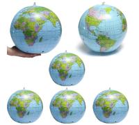6 Pcs 40 cm Inflatable World Globe with Detailed Earth Map, Educational Geography Ball Toys Showing Country Borders, Cities and Rivers, School Teaching Aid and Play Ball Gift for Home or Classroom