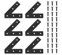 6 Pcs 45 Degree Angle Support Brackets, Heavy Duty Pergola Brackets, Black Metal Flat Plate Braces Truss Framing Bracket for Wood Gazebo Hardware, 4x4, 6x6 Lumber Timber Post Mending Plates