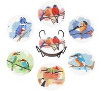 6 Pcs 5D Diamond Painting Coasters with Holder, DIY Bird Diamond Art Coasters for Drinks Coffee Table, Diamond Painting Kits for Beginners, Adults,Crafts Supplies (Bird)