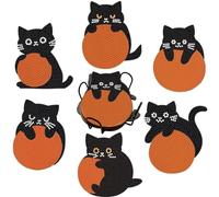 6 Pcs 5D Diamond Painting Coasters Kits With Holder, Horror Cat Art Coasters Set for Drinks Coffee Table, Painting Kit for Beginners Adults DIY Art Craft Gifts Home Decors