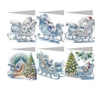 6 Pcs 5D DIY Christmas Diamond Painting Greeting Cards, Christmas Elements Diamond Art Cards, Round Drill Crystal Craft Card, Rhinestone Painting Card Kit for Family Friend Handmade Gift-35