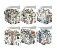 6 Pcs 5D DIY Christmas Diamond Painting Greeting Cards, Christmas Elements Diamond Art Cards, Round Drill Crystal Craft Card, Rhinestone Painting Card Kit for Family Friend Handmade Gift-28