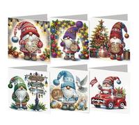 6 Pcs 5D DIY Christmas Diamond Painting Greeting Cards, Christmas Elements Diamond Art Cards, Round Drill Crystal Craft Card, Rhinestone Painting Card Kit for Family Friend Handmade Gift-10
