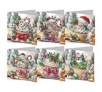 6 Pcs 5D DIY Christmas Diamond Painting Greeting Cards, Christmas Elements Diamond Art Cards, Round Drill Crystal Craft Card, Rhinestone Painting Card Kit for Family Friend Handmade Gift-29