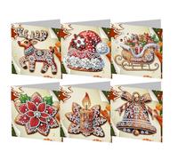 6 Pcs 5D DIY Diamond Painting Greeting Cards,Round Drill Crystal Craft Cards,Handmade Gift Rhinestone Painting Card,Wish Card for Birthday Thanksgiving Day Valentine's Day Family Friend-08