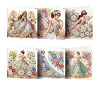 6 Pcs 5D DIY Diamond Painting Greeting Cards,Round Drill Crystal Craft Cards,Handmade Gift Rhinestone Painting Card,Wish Card for Birthday Thanksgiving Day Valentine's Day Family Friend-22