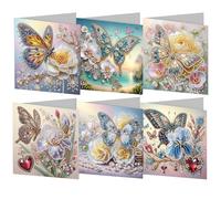 6 Pcs 5D DIY Diamond Painting Greeting Cards, Round Drill Crystal Craft Cards, Handmade Gift Rhinestone Painting Card, Daily Wish Card for Birthday Thanksgiving Day Family Friend Gift-18