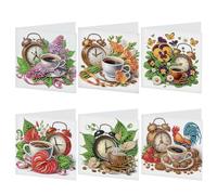 6 Pcs 5D DIY Diamond Painting Greeting Cards with Envelopes, Round Drill Crystal Craft Cards, Handmade Gift Rhinestone Painting Card for Birthday Thanksgiving Family Friend-18