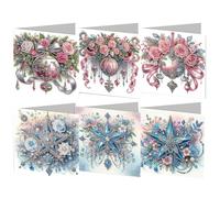 6 Pcs 5D DIY Diamond Painting Greeting Cards with Envelopes, Round Drill Crystal Craft Cards, Handmade Gift Rhinestone Painting Card for Birthday Christmas Family Friend-Ball Star-17