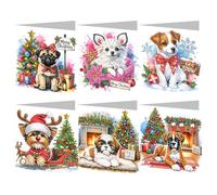 6 Pcs 5D DIY Diamond Painting Greeting Cards with Envelopes, Round Drill Crystal Craft Cards, Handmade Gift Rhinestone Painting Card for Birthday Christmas Thanksgiving Day Family Friend-24