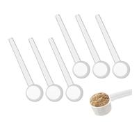 6 PCS 5g Protein Powder Scoop, Reusable Plastic Measuring Spoons, Long Handle White PP Laundry Scoop, Washing Powder Scoop, Transparent Dosing Spoon Kitchen Tools for Milk Powder, Coffee, Cat Food