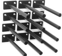6 Pcs 6" Black Solid Steel Floating Shelf Bracket Blind Shelf Supports - Hidden Brackets for Floating Wood Shelves - Concealed Blind Shelf Support - Screws and Wall Plugs Included