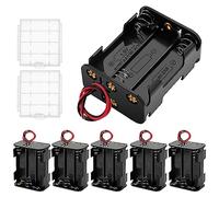 6 PCS 6 x 1.5V AA Battery Holder, KUOQIY 9V Back to Back Battery Holder Case Box with Wire Leads, with 2 PCS Plastic Battery Storage Box