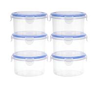 6 Pcs 600ml Food Containers with Lids, Round Plastic Food Storage Container | with Lids Round Reusable Overnight Oats Snack Pots Microwave Fridge Safe