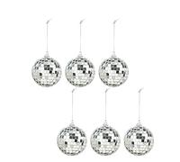 6 Pcs 6cm Silver Mirror Disco Ball Baubles,Christmas Tree Hanging Decorations Glass Baubles for Christmas Tree and Party Decorations