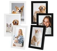 6 PCS 6x4 Photo Frames, Wooden MDF Photo Frame With Acrylic Panels | Retro Picture Frame for Tabletop or Wall Hanging, Postcard Frame for Placing Portraits and Landscapes (Black and White)