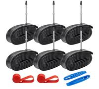 6-Pcs 700x18C/23C/25C/26C/28C/30C/32C Heavy Duty Bike Tubes 700C Bicycle Tubes FV80mm Presta Valve (18/32-622) and 2 Rim Strips Compatible with 700 x 18C/32C Bike Tire Tubes